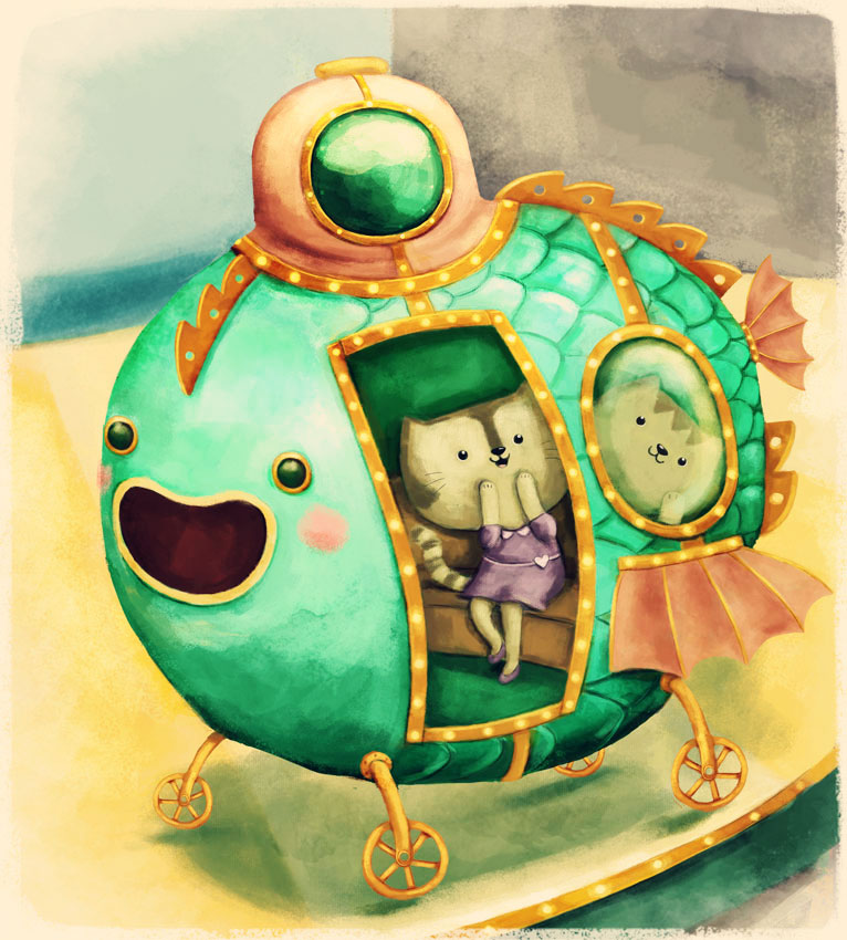 carousel cats illustration for kids