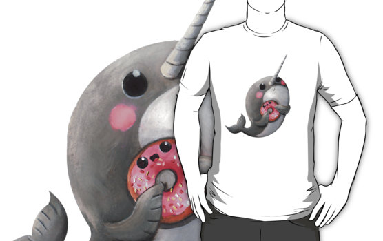 Cute Narwhal with donut t-shirt