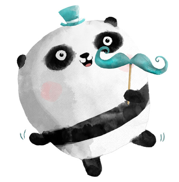 Panda with mustaches illustration
