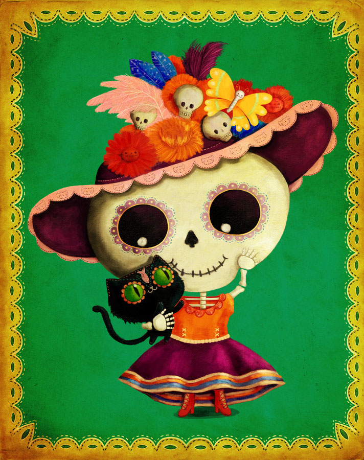 dia de los muertos with cat